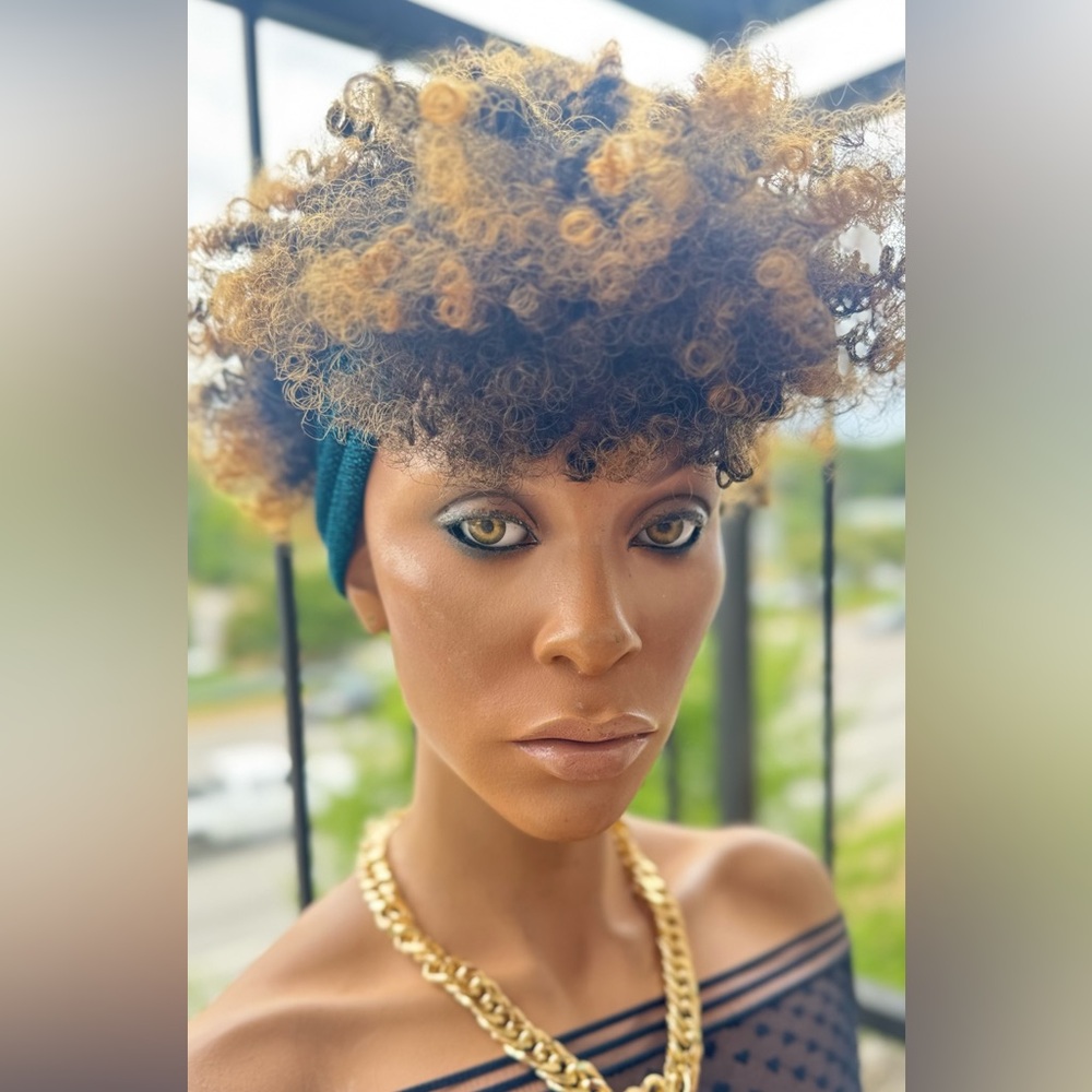 Curly Afro Wig Honey Blonde Highlighted Curls | Natural Look, Full Volume 1B/30